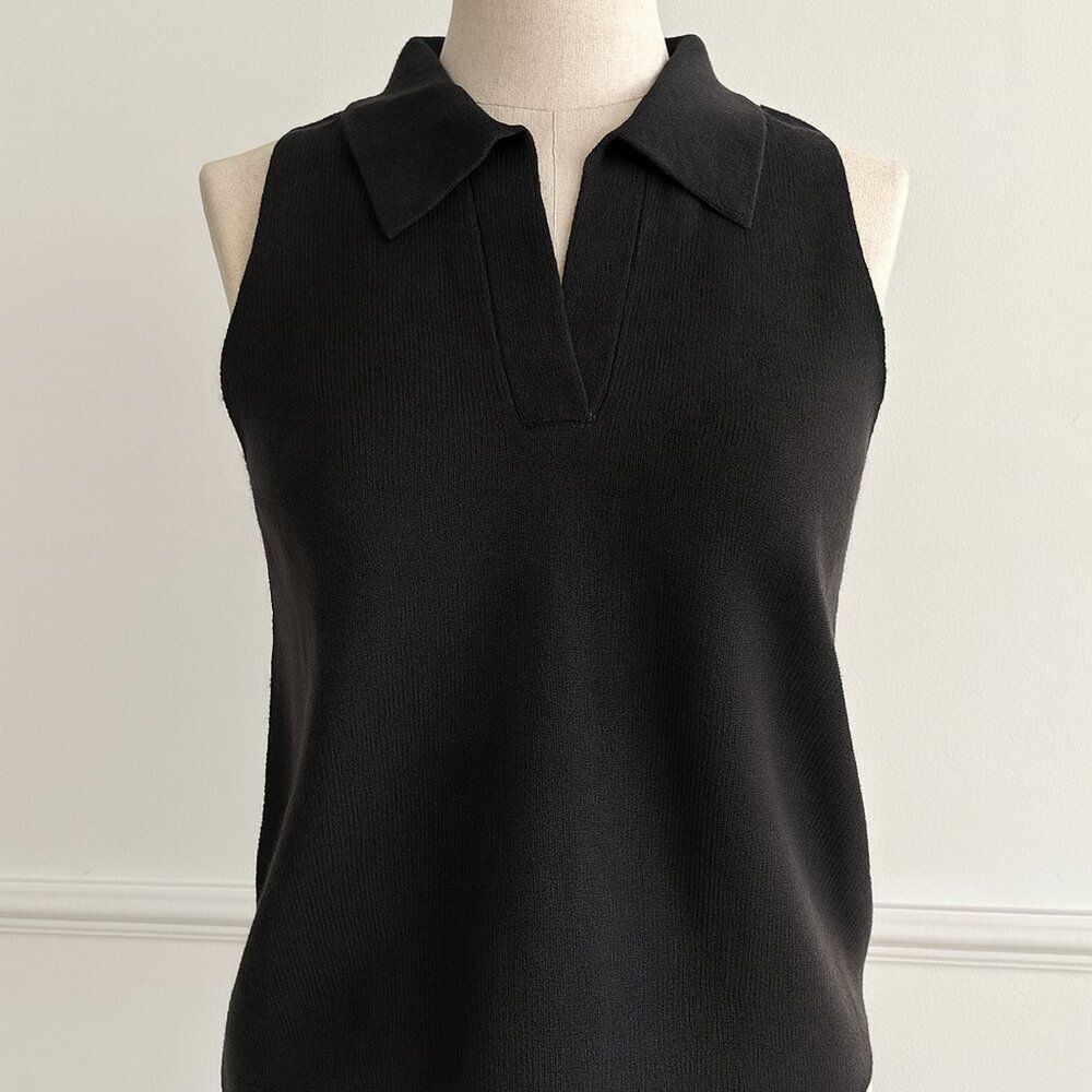 A New Day Sleeveless Collared Knit Sweater Top Black – Size 1X – NWT